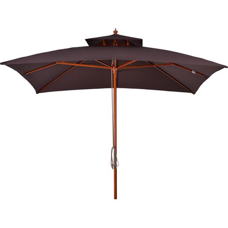 Ombrellone da Giardino 3x3 m Palo Ø48 mm 8 Stecche in Legno Marrone
