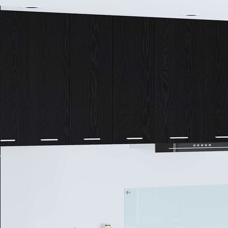 Hängeschrank mit Tür Schwarze Eiche und Weiß 30 x 31 x 80 cm
