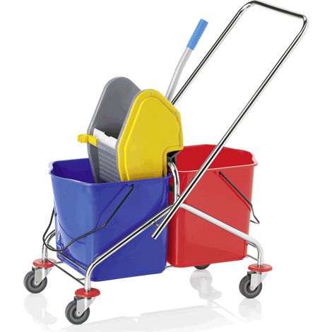 Seau de lavage double à roulettes 2 x 17 ltr 67 x 41 x 88,5 cm plastique - Was Germany (1/2)