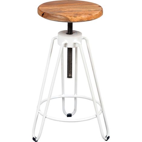 THIBERT - Tabouret Métal Blanc et Bois Massif (1/3)