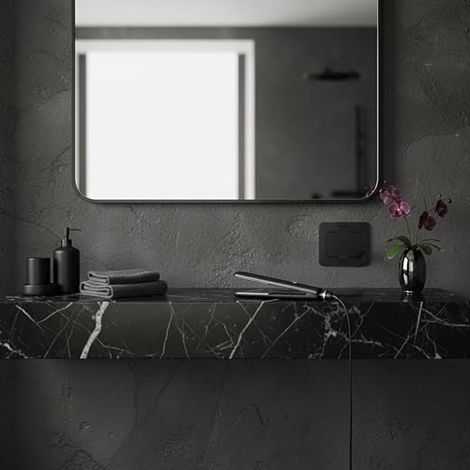 IP55 Outdoor Kitchen Worktop Recessed Power Outlet with Plug Plug Type E for Central Island and Garden (Black) (1/4)