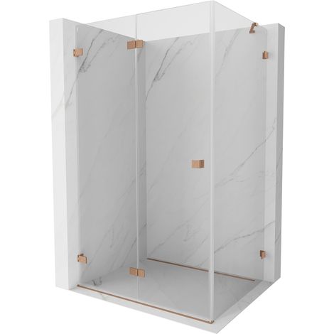 Mexen Lunar-F cabine de douche pliante gauche 95 x 80 cm, transparent, cuivre brossé- 836-095-080-65-00-L (1/5)