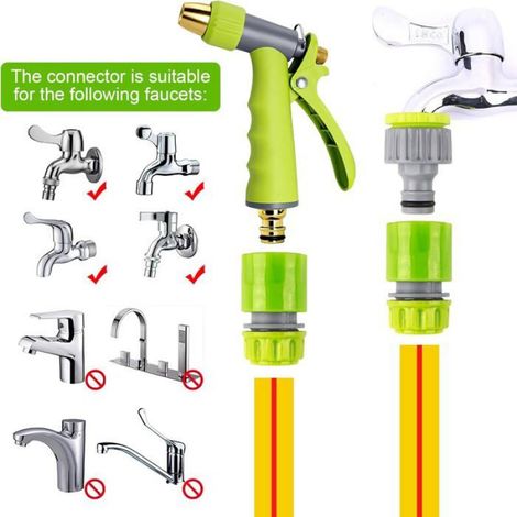 Raccords Tuyau Arrosage 8 Pièces, Plastique Jardin Voiture, Rapide 1/2" Robinet 3/4", DIY (1/5)