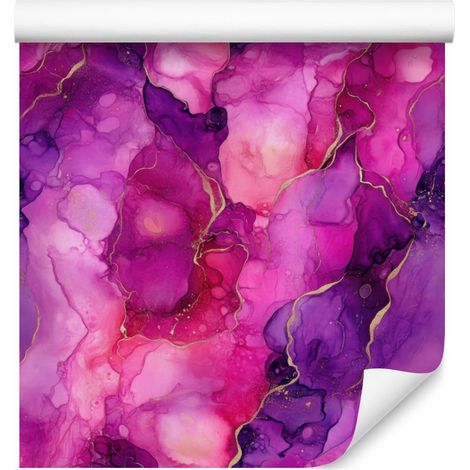 Papel pintado Tinta morada, violeta, rosa empolvado y ciruela 50x1000 cm (1/5)