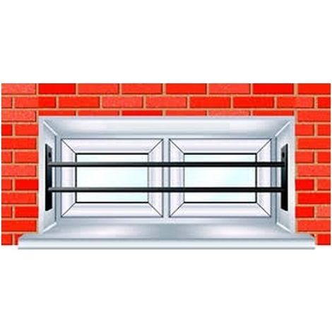 Mottez – Barreaux de sécurité télescopiques 30 à 55 cm – Tube carré 16 mm – Finition laquée noire – Installation facile sans soudure
