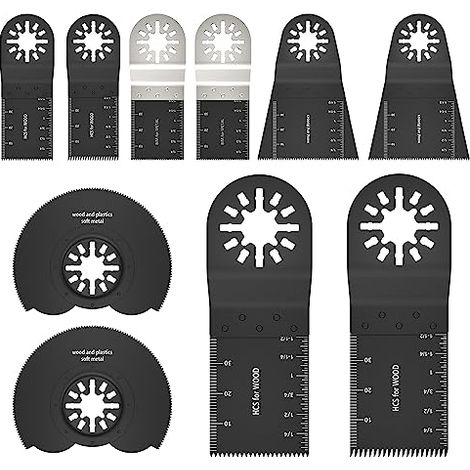 Kit de lames scie pour outil multifonction 10 pièces, accessoires oscillants bois, plastique et métal, Multimaster Fein Multimaster, Bosch, Black&Decker One-Light - (1/5)