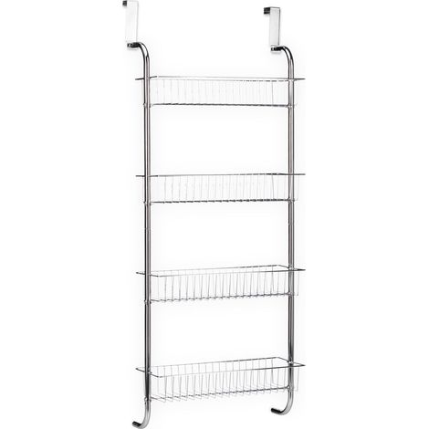 Organizer da porta mensola sospesa 4 cesti pratico portaoggetti cucina bagno in metallo bianco 130003649