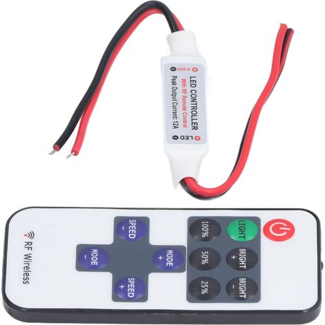 Télécommande RF 11 touches, mini-contrôleurs LED sans fil, variateur, interface filaire rouge et noire (1/5)