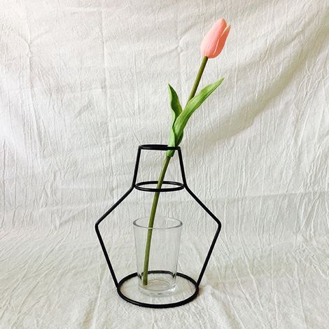 Vase - En Fer Noir - Style Minimaliste Abstrait - Décoration Intérieure - 1 Pièce (1/3)