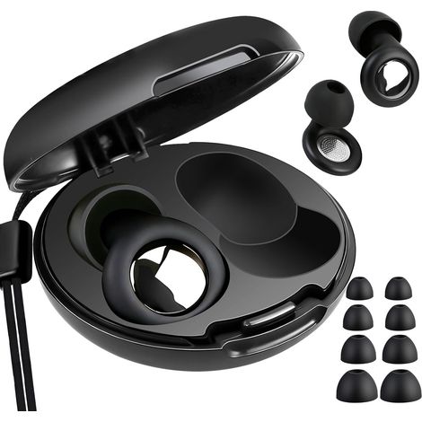Bouchon d'oreille pour dormir, 30 dB s Réduisant le Bruit Pour Dormir, Protection auditive Bons, bons pour dormir, voyager, se concentrer, concerts 4 Tailles (XS/S/M/L) - Noir (1/5)