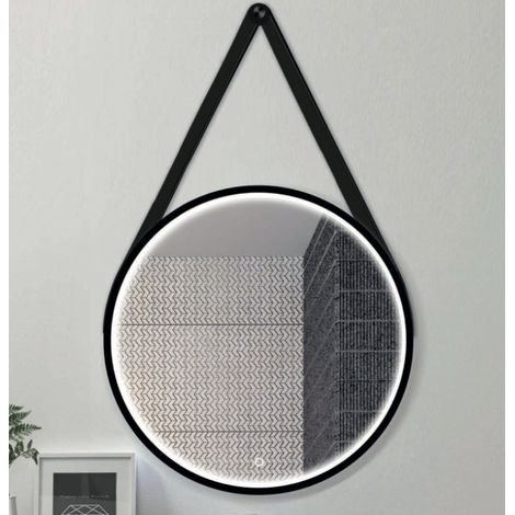Alle Carrelage - Miroir rond barbier cadre noir, LED 60 cm variateur de lumière - BARBIER (1/5)