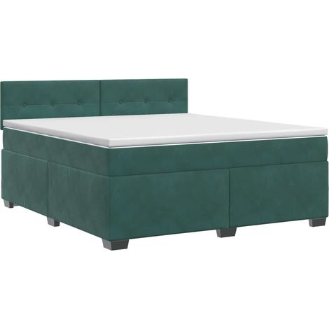 Maison Exclusive - Letto box spring con materasso Verde Scuro 140 x 200 cm Velluto (1/5)