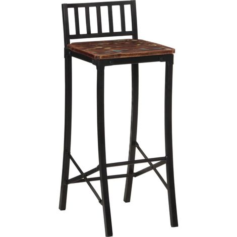 Chaises de bar lot de 4 Tabouret de bar bois de récupération massif (1/5)