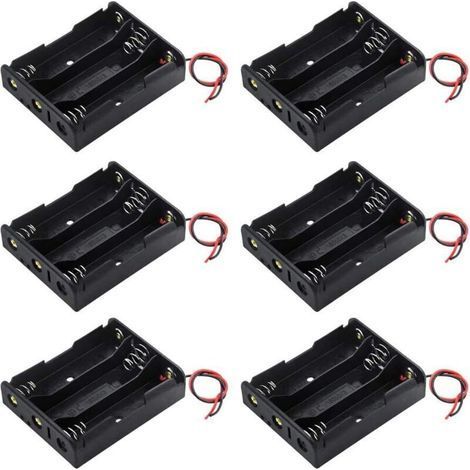 Lot de 6 Supports pour Piles 18650 3,7 V – Boîte de Rangement en Plastique avec Fils Conducteurs pour Connexion 3 Points (1/5)