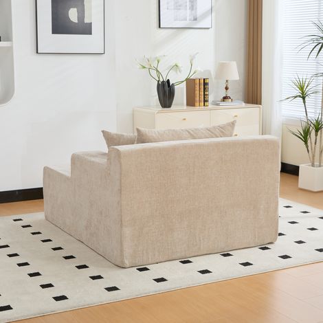Canapé modulaire compressible en chenille, base antidérapante pour salon et pièces intérieures, couleur khaki clair tendance (1/5)