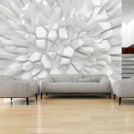 Papier peint dahlia blanc - 300 x 210 cm