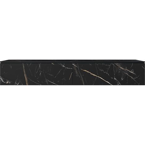 Mirjan24 – Meuble TV Sarasota – Marbre noir – 2 portes – Dimensions 180x30x33cm – Bords protégés par ABS pour durabilité (1/5)