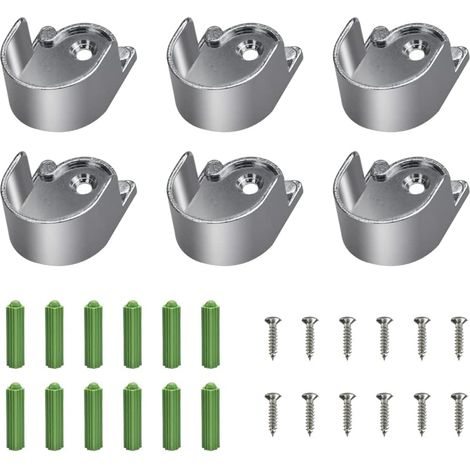 6 PCS Support de Tige à Bride en Alliage de Zinc 38 29mm Support Tringle Rideaux en Forme de U Bride de Support Support Tringle Rideaux en Forme de U Support Bride avec 12 Vis 12 Colle (1/5)