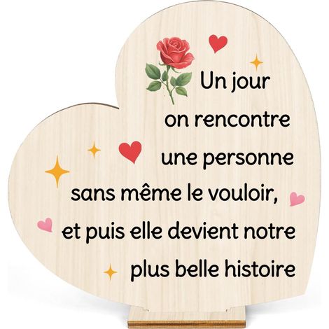Cadeau Saint Valentin Femme Homme, Cadeau Copain Couple, Idée Cadeaux St Valentin, Ornements en Bois Cadeaux Anniversaire Noel Mariage Femme (1/5)