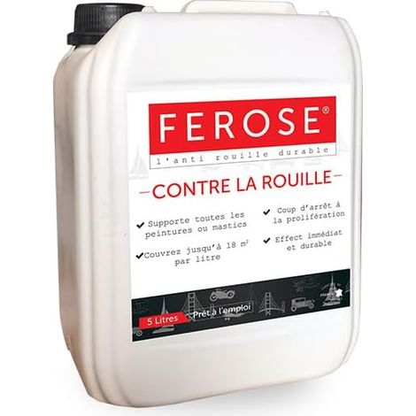 Antirouille durable 5 L – Protection contre la corrosion pour métal – Application facile en extérieur – Résistance aux intempéries – Ferose (1/3)