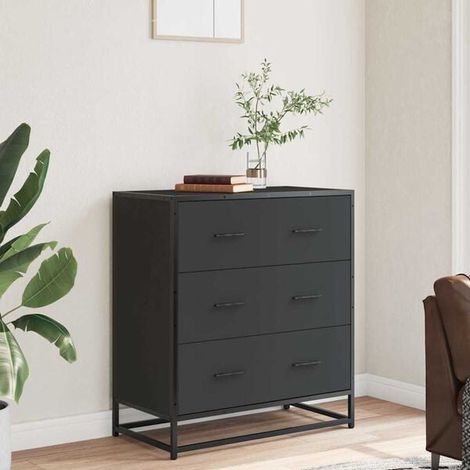 Buffet de Cuisine 68x35x76 cm, Meuble de Rangement avec Étagères, Desserte en Bois d'Ingénierie et Métal, Style Industriel Noir pour Salon, Salle à Manger ou Entrée (1/5)