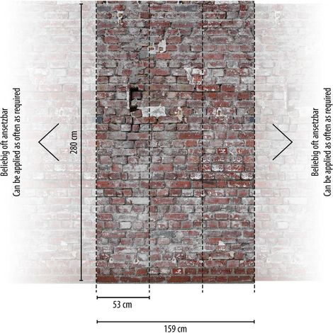 A.S. Creation Fototapete Livingwalls The Wall 383371 Ein Motiv pro Rolle 1.59 x 2.80 m Steinoptik Rot (1/3)
