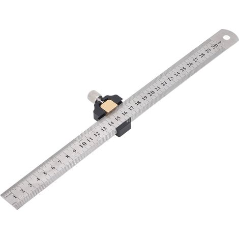 Règle en acier inoxydable 30 cm 12 pouces double système impérial métrique avec repère d'angle 45 90° pour tracé gravure atelier bricolage (1/5)