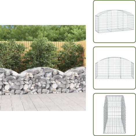 The Living Store Cesta de gaviones forma arco hierro galvanizado 150x50x60/80 cm - Muro de contención