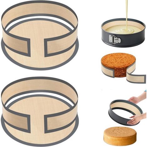 Juego de 2 tapetes de silicona gris para hornear, tapetes antiadherentes reutilizables de 23 cm para moldes de pan y pasteles, evitan que se peguen los lados y la base. (1/5)