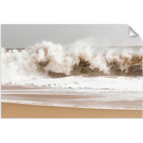 Selbstklebendes Poster – Wandsticker Strand Meer raue Wellen Natur 120x80 cm