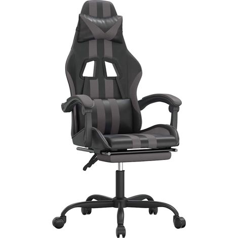 Maison Exclusive - Sedia da Gaming con Poggiapiedi Nero e Grigio in Similpelle (1/5)