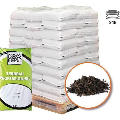 Racine – Terreau enrichi en tourbe 50 litres – Lot de 48 sacs – Poids important pour livraison camion 19 tonnes – Volume hors normes