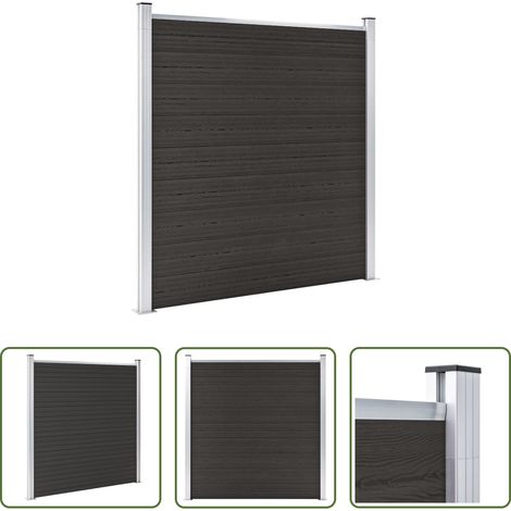 vidaXL Holz Kunststoff Zaun - Zaunelement WPC 180x186 cm Schwarz