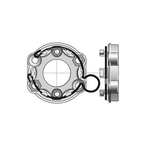 Somfy – Support universel Ø50/60 avec anneau à boucle – Couple maximum 85 Nm – Fixation avec 2 trous diamètre 6 et 8 – Pour volets roulants traditionnels