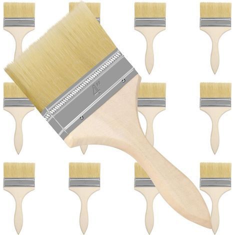 Wandpinsel (12er-Set) Pinselbreite 97 mm Gesamtlänge 21,5 cm - Professioneller Flachpinsel, perfekt zum Streichen von Spanplatten, Silikon, Gesso, Beizen, Lacken und Klebstoffen (1/5)