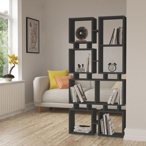 Decortie Rail Modern Bookcase Display Unit No.1 Tall 166.5cm - Anthracite Grey (1/3)