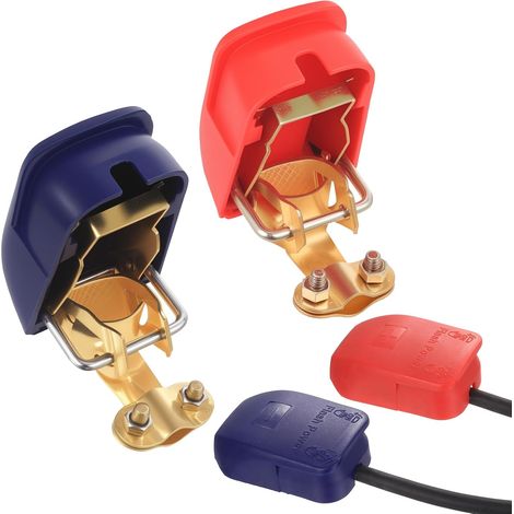 Paire de Cosses de Batterie 12V à Déverrouillage Rapide, Cosses de Pôle pour Batterie Auto Voiture Moto Camion Bateau, Connecteurs Rapides 12V (1/5)