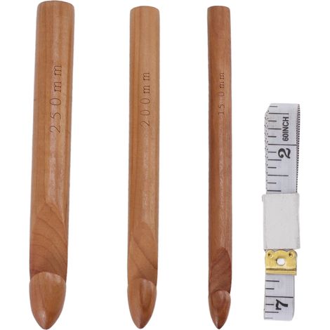 Crochet en bois tête simple 25mm 20mm 15mm pour pulls bonnets écharpes gants (1/5)