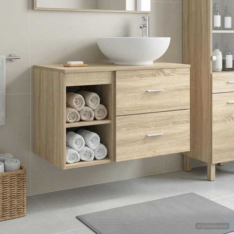 vidaXL Set di mobili per il bagno 2 pcs Rovere Sonoma