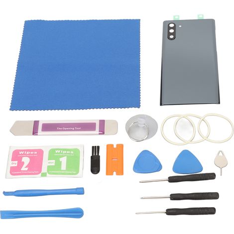 Kit de remplacement de la vitre arrière pour Samsung Galaxy Note 10 N970 : vitre étanche avec objectif de caméra et ruban adhésif (noir). (1/5)