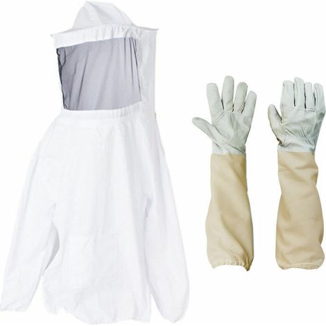 Beekeeping Suit, Hooded Body Clothing with Veil, Protective Coat for Beekeepers, Cotton Beekeeping Suit with Wasp Hood, Equipment (1/5)