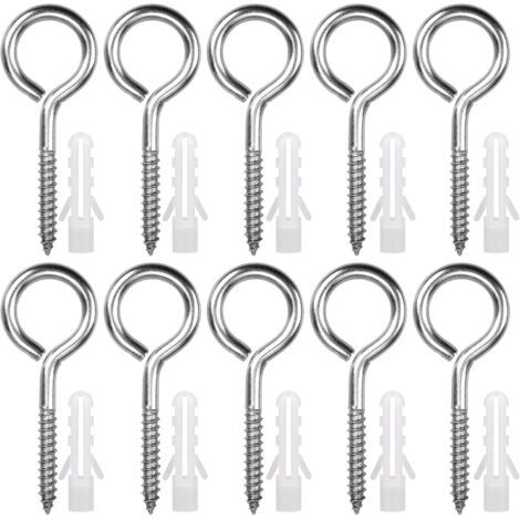 10 Stück Ringschrauben aus Edelstahl M8 x 100 mm Schwerlast Ösenschraube Schraubhaken für Hängematten, Markisen, Hängesessel, festes Kabel, Silber (1/3)