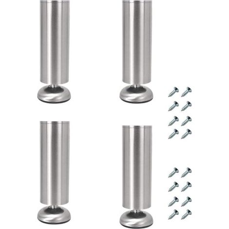 Juego de 4 patas ajustables de acero inoxidable para muebles, de 25 cm de grosor, para soportes de TV y sofás. (1/4)
