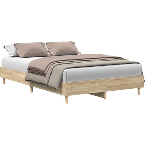 Lit double Lit adulte Cadre de lit sans matelas chêne sonoma 140x190 cm (1/5)