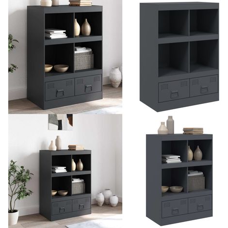 Buffet haut anthracite 67x39x95 cm acier - Buffet Design - Meuble Rangement - Buffet Moderne - Buffet Industriel - Meubles Salon - Home & Living (1/5)