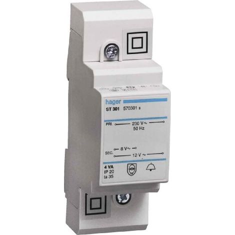 HAGER ST301 KL. TRANSFORMATEUR 8 V/0.5 A DE 12 V/0.33 A SECONDAIRE BUSCH-JAEGER (1/5)