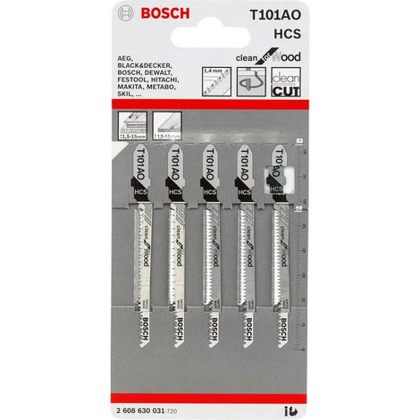 Bosch T 101 AO Clean Wood Jigsaw Blades - Pack of 5