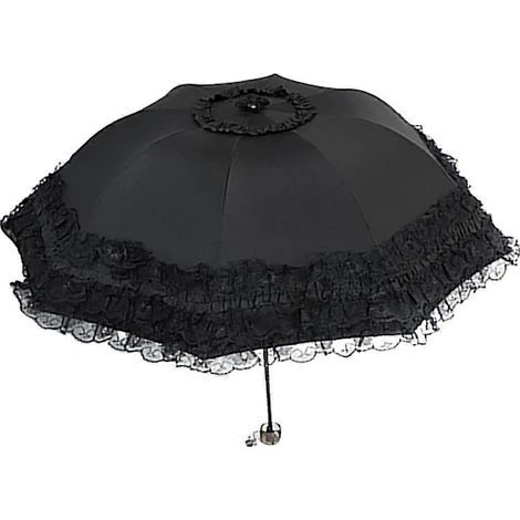 Folding parasol, UV sun protection, compact and lightweight for travel, black, ideal for daily commutes and outdoor activities. - AquaForge (1/5)
