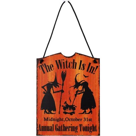 Porte suspendue en bois pour Halloween - Orange, Décorations d'Halloween, Fr (1/5)