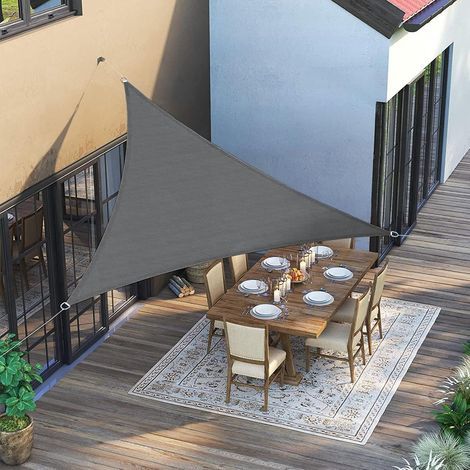 Triangular shade sail 3 x 3 x 3 m in breathable HDPE, UV protection for terrace, garden, outdoor space, balcony, anthracite grey (1/5)